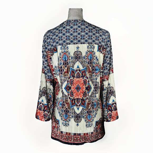 Anthropologie Fig And Flower Large Patchwork Colorful Pleat Boho Tunic Top Loose - Picture 2 of 5